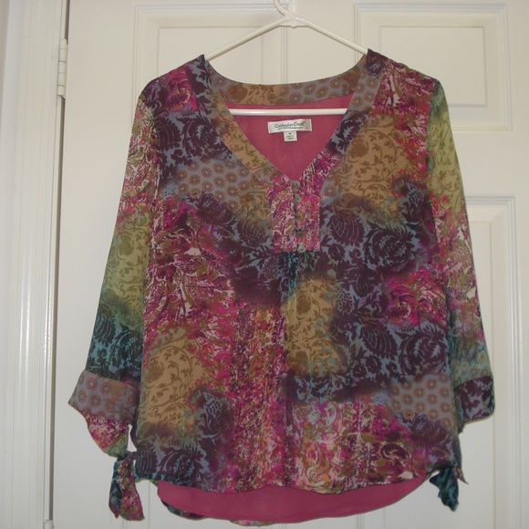 Coldwater Creek Tops - Coldwater Creek Layered 3/4 Sleeve Blouse Size M